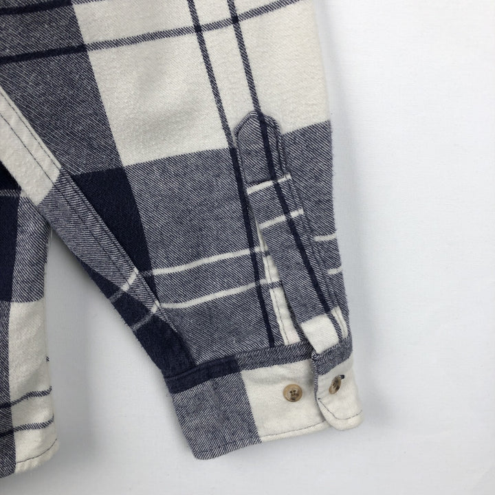 70s-80'S Eddie Bauer Black Tag Long-Sleeve Flannel Check Shirt, Men's Size L (Equivalent), Vintage unclear Navy blue Vintage Second Hand