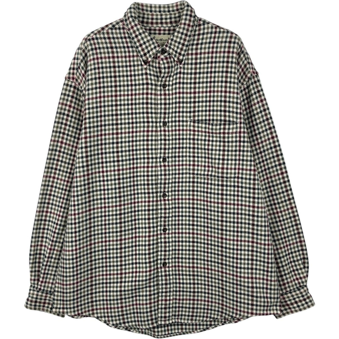 Eddie Bauer Long Sleeve Button Down Flannel Check Shirt, Men's Size L cotton Beige type Vintage Second Hand