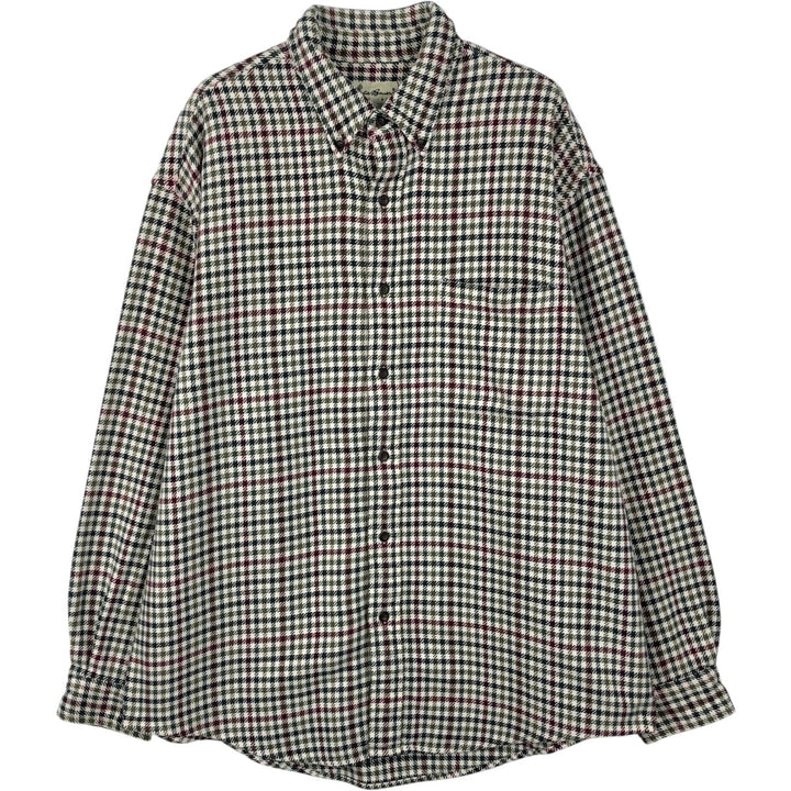 Eddie Bauer Long Sleeve Button Down Flannel Check Shirt, Men's Size L cotton Beige type Vintage Second Hand
