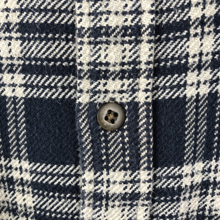 90s-00'S Vintage St. John's Bay Long Sleeve Heavy Flannel Check Shirt, Men's Size XL cotton navy blue type Vintage Second Hand