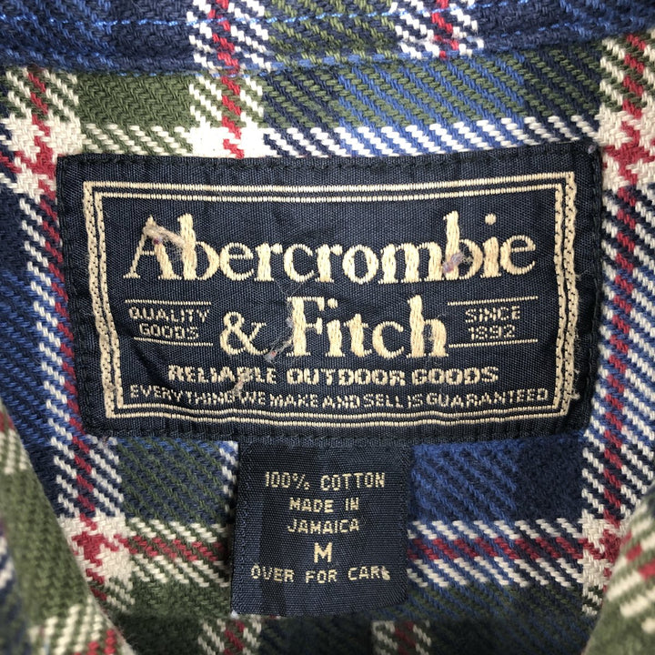 Abercrombie and Fitch long-sleeved button-down flannel check shirt, men's size M (approx.) cotton navy blue type Vintage Second Hand