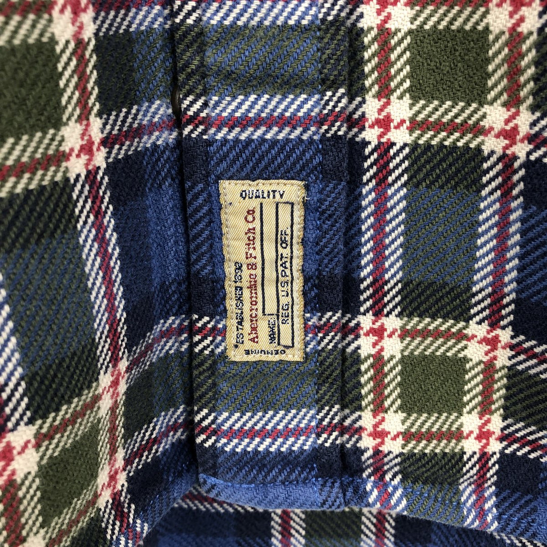 Abercrombie and Fitch long-sleeved button-down flannel check shirt, men's size M (approx.) cotton navy blue type Vintage Second Hand