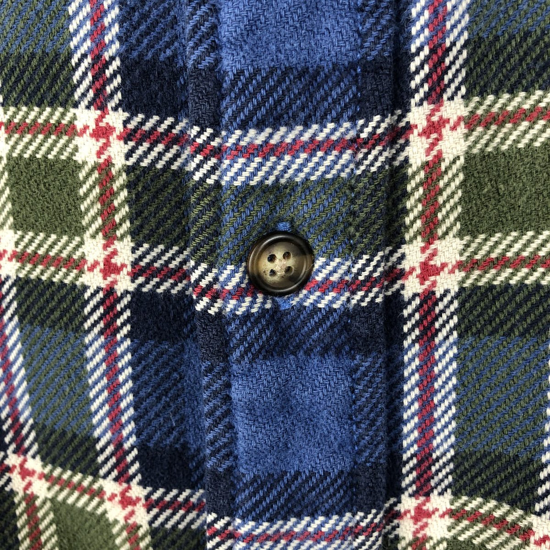 Abercrombie and Fitch long-sleeved button-down flannel check shirt, men's size M (approx.) cotton navy blue type Vintage Second Hand