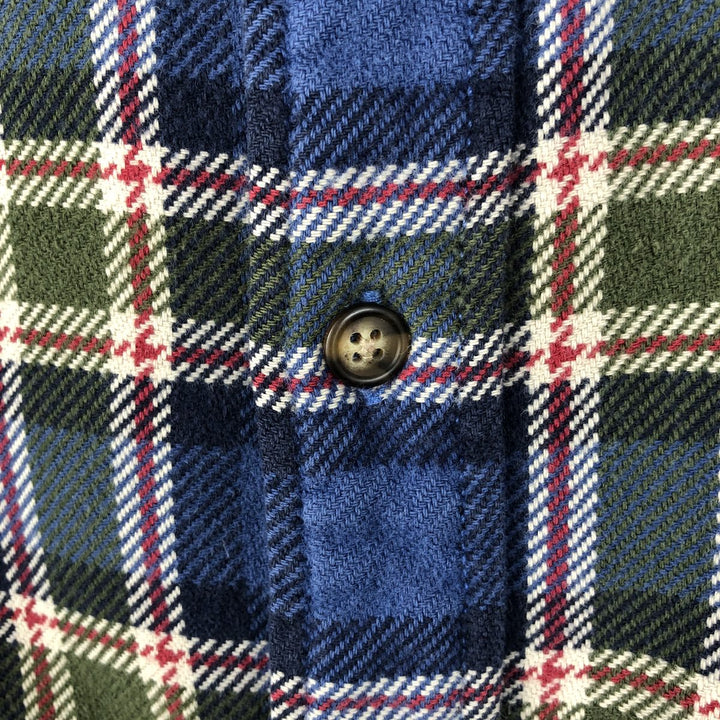 Abercrombie and Fitch long-sleeved button-down flannel check shirt, men's size M (approx.) cotton navy blue type Vintage Second Hand