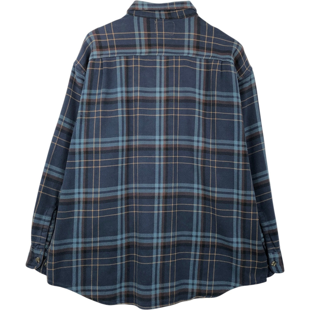St. John's Bay Heavyweight Long-Sleeve Flannel Check Shirt, Men's Size XL (approx.) cotton navy blue type Vintage Second Hand