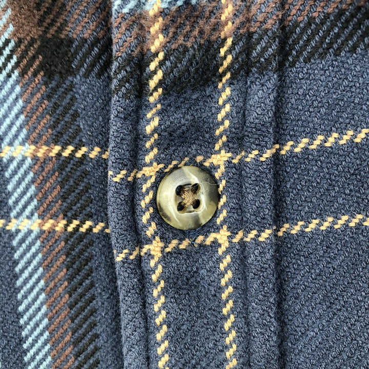 St. John's Bay Heavyweight Long-Sleeve Flannel Check Shirt, Men's Size XL (approx.) cotton navy blue type Vintage Second Hand