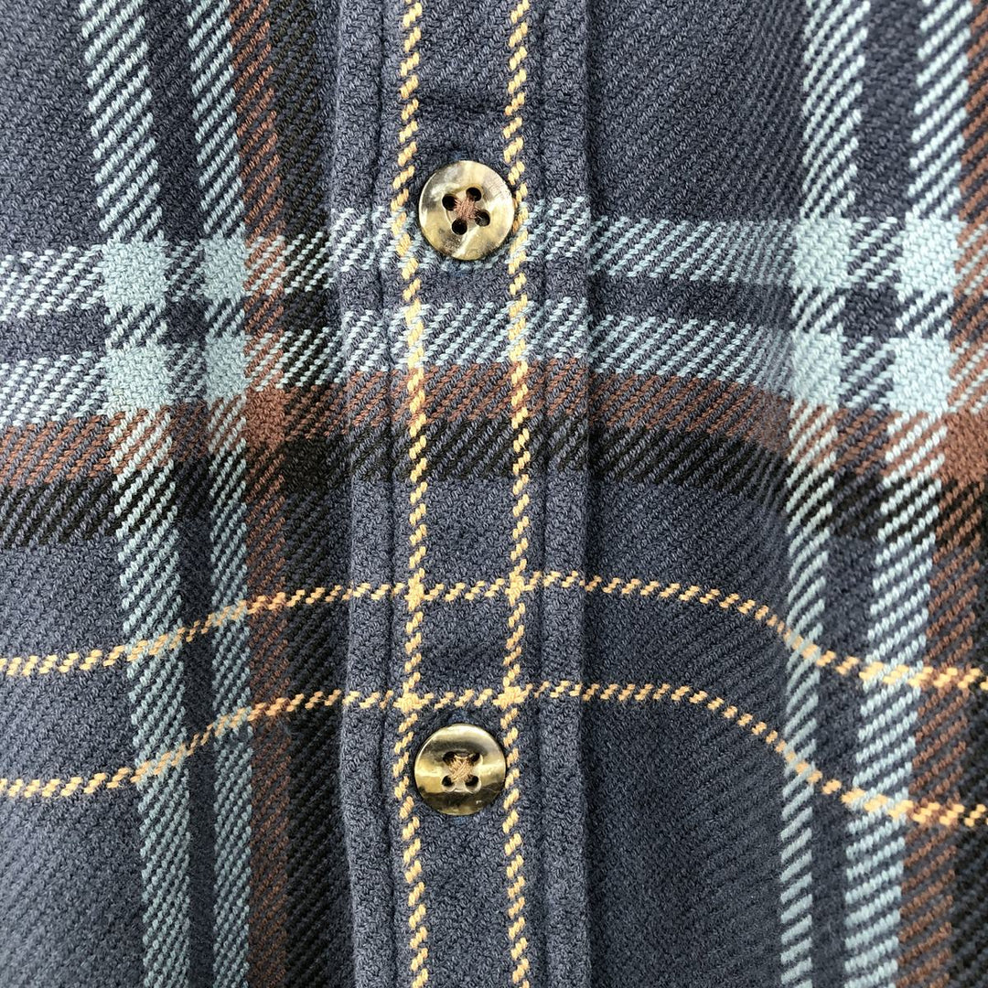 St. John's Bay Heavyweight Long-Sleeve Flannel Check Shirt, Men's Size XL (approx.) cotton navy blue type Vintage Second Hand