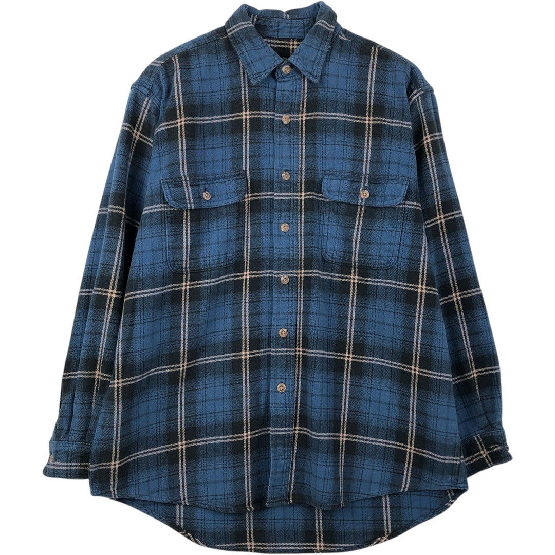 FIELD and STREAM Long Sleeve Flannel Check Shirt, Men's Size L cotton blue type Vintage Second Hand