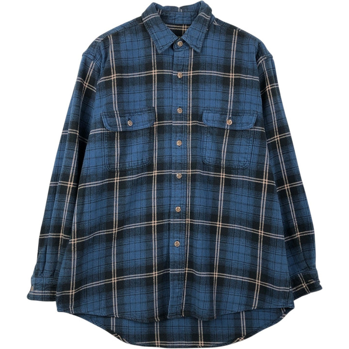 FIELD and STREAM Long Sleeve Flannel Check Shirt, Men's Size L cotton blue type Vintage Second Hand