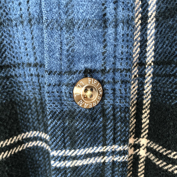 FIELD and STREAM Long Sleeve Flannel Check Shirt, Men's Size L cotton blue type Vintage Second Hand