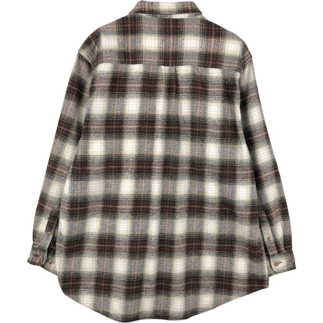 FIELD and STREAM Long Sleeve Heavy Flannel Check Shirt, Men's Size XL cotton brown type Vintage Second Hand