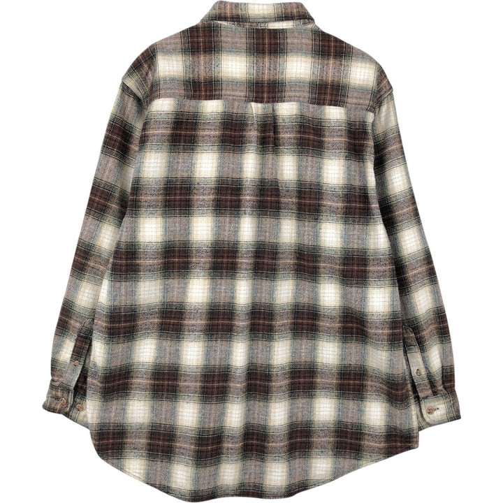 FIELD and STREAM Long Sleeve Heavy Flannel Check Shirt, Men's Size XL cotton brown type Vintage Second Hand