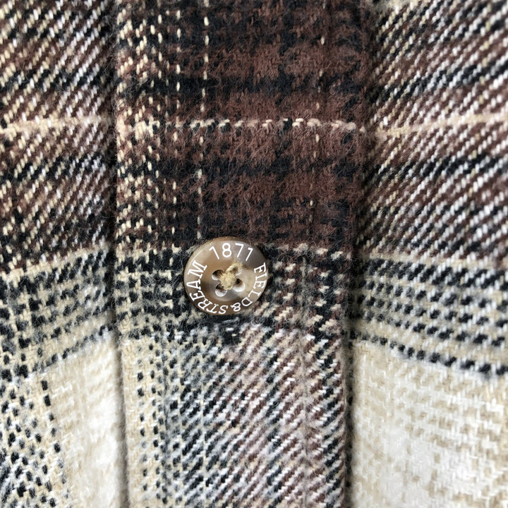FIELD and STREAM Long Sleeve Heavy Flannel Check Shirt, Men's Size XL cotton brown type Vintage Second Hand