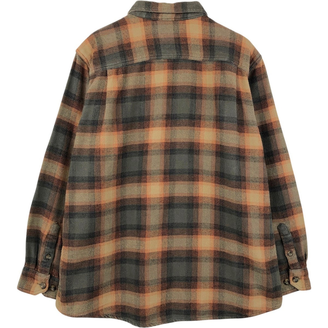 OUTDOOR LIFE Long-Sleeve Heavy Flannel Check Shirt, Men's Size XL (approx.) cotton brown type Vintage Second Hand