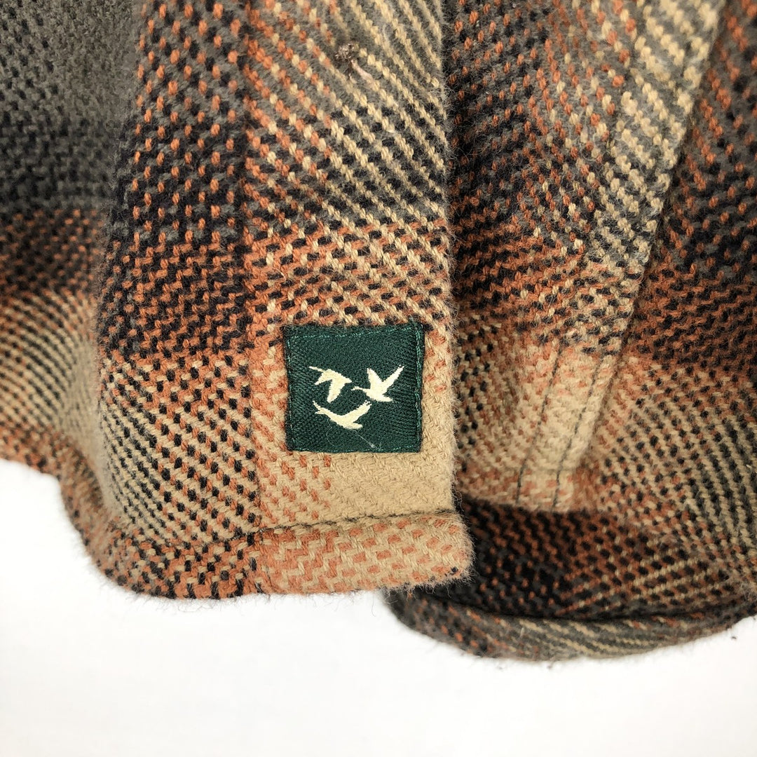 OUTDOOR LIFE Long-Sleeve Heavy Flannel Check Shirt, Men's Size XL (approx.) cotton brown type Vintage Second Hand