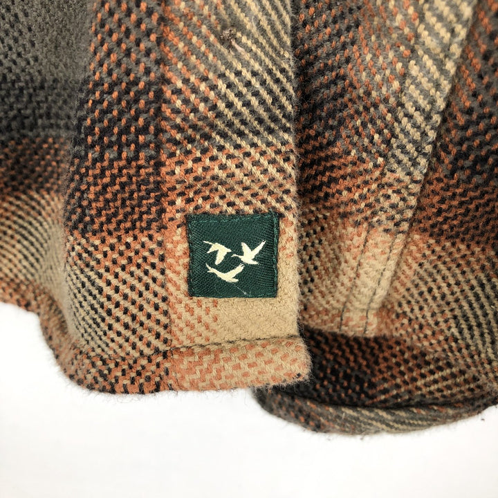 OUTDOOR LIFE Long-Sleeve Heavy Flannel Check Shirt, Men's Size XL (approx.) cotton brown type Vintage Second Hand