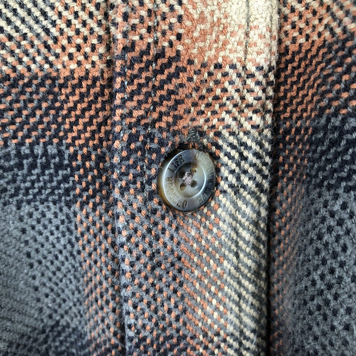 OUTDOOR LIFE Long-Sleeve Heavy Flannel Check Shirt, Men's Size XL (approx.) cotton brown type Vintage Second Hand