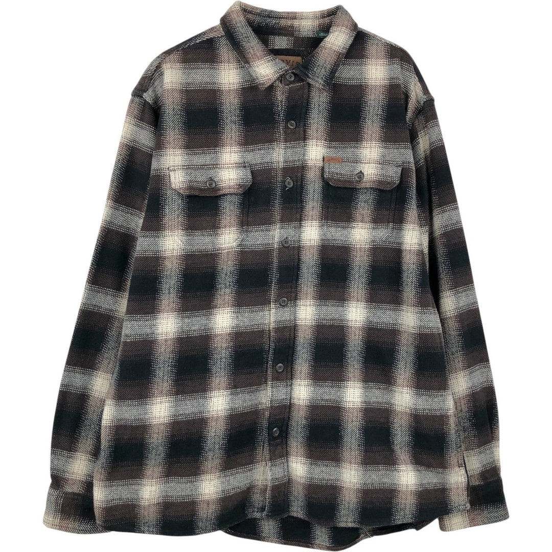 ORVIS Long Sleeve Flannel Check Shirt, Men's XL Size cotton brown type Vintage Second Hand