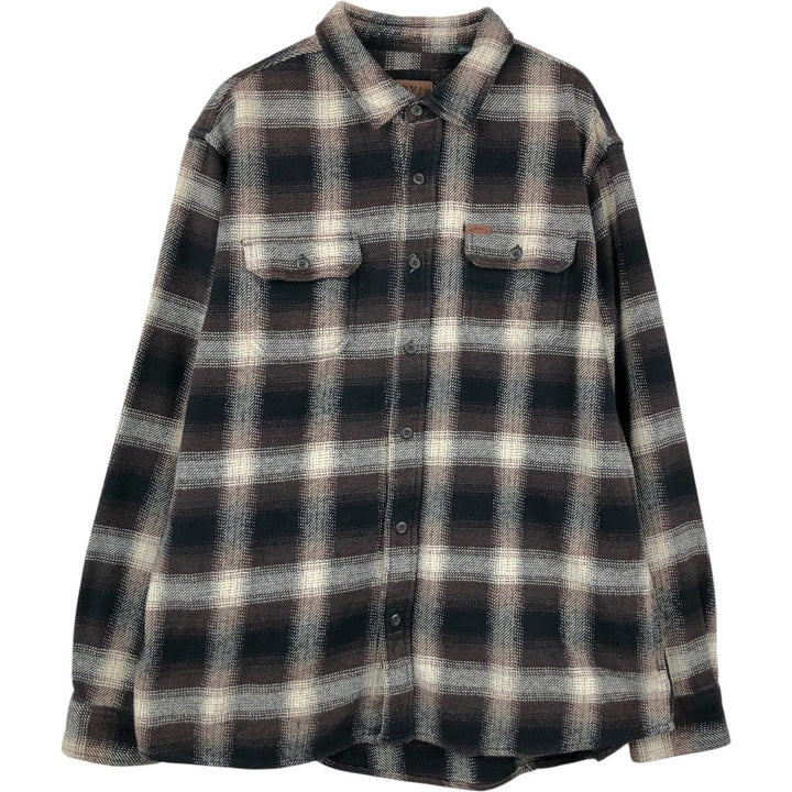 ORVIS Long Sleeve Flannel Check Shirt, Men's XL Size cotton brown type Vintage Second Hand