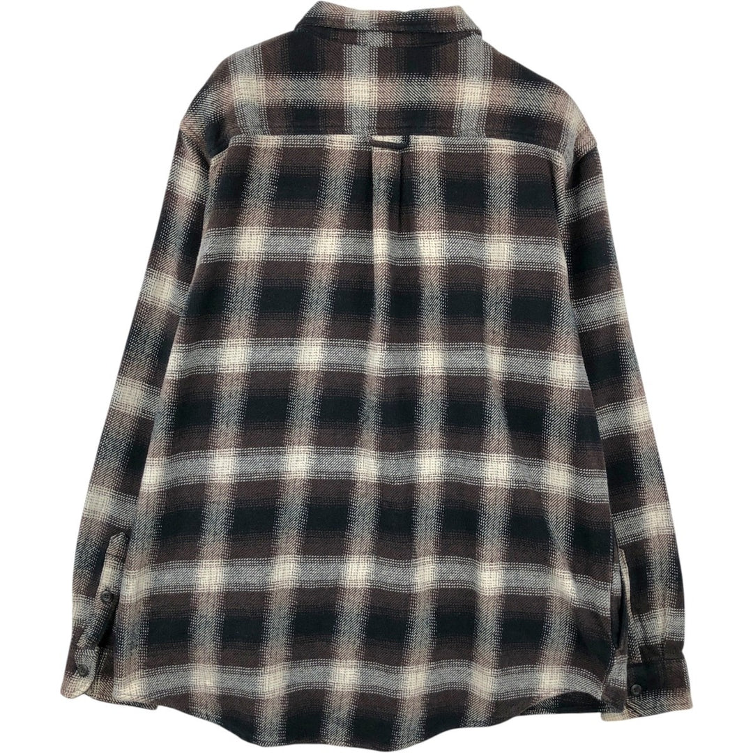ORVIS Long Sleeve Flannel Check Shirt, Men's XL Size cotton brown type Vintage Second Hand
