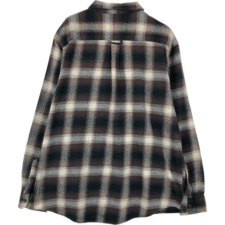 ORVIS Long Sleeve Flannel Check Shirt, Men's XL Size cotton brown type Vintage Second Hand
