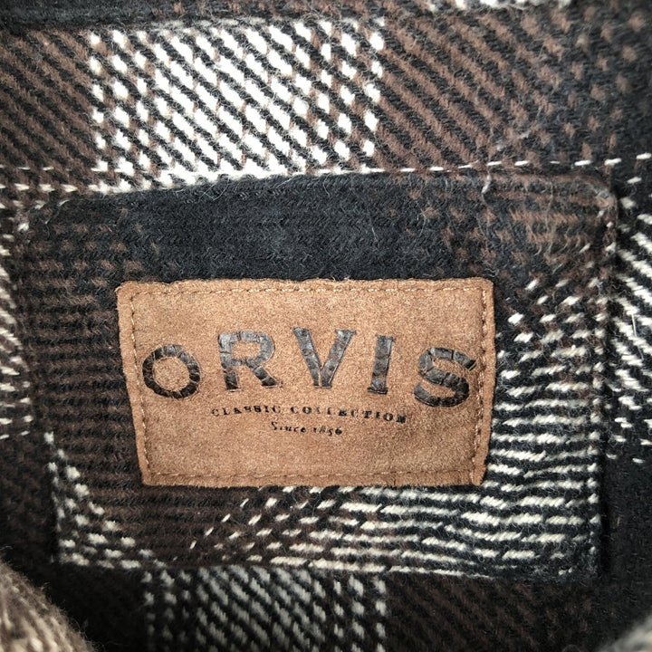 ORVIS Long Sleeve Flannel Check Shirt, Men's XL Size cotton brown type Vintage Second Hand