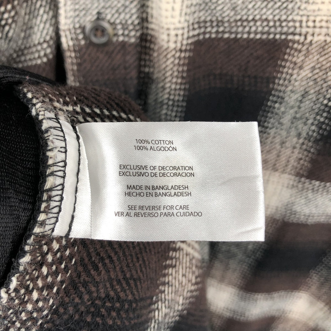 ORVIS Long Sleeve Flannel Check Shirt, Men's XL Size cotton brown type Vintage Second Hand