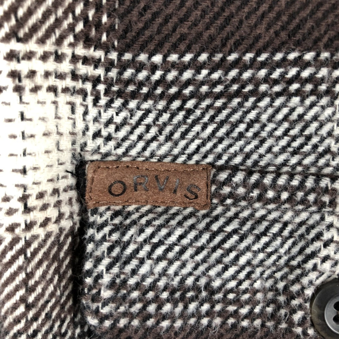 ORVIS Long Sleeve Flannel Check Shirt, Men's XL Size cotton brown type Vintage Second Hand