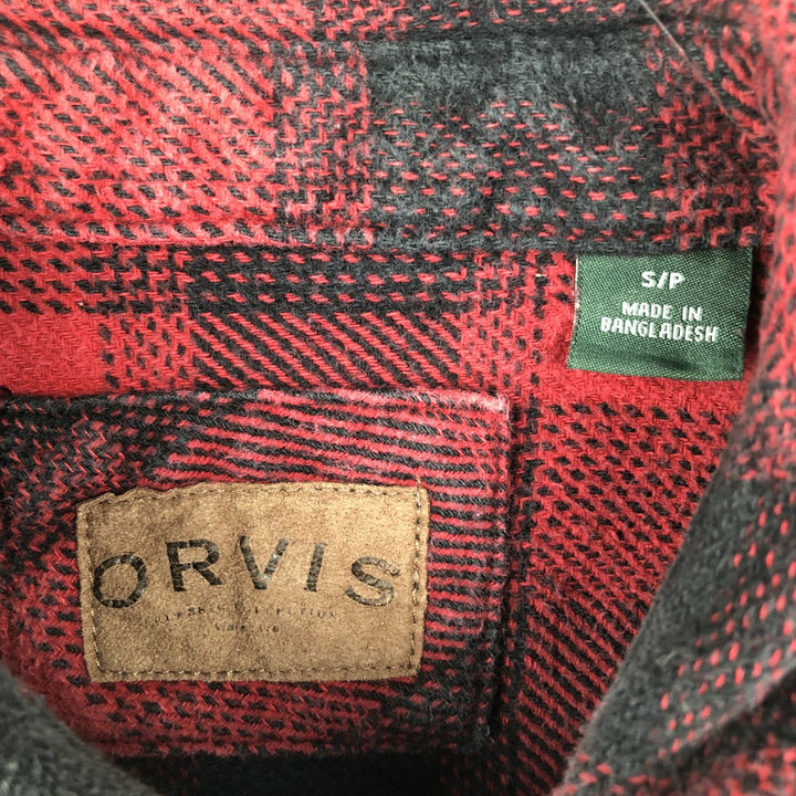 Orvis long-sleeved flannel check shirt, men's size S cotton red type Vintage Second Hand