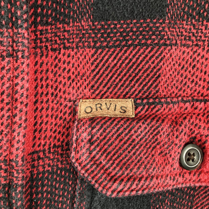 Orvis long-sleeved flannel check shirt, men's size S cotton red type Vintage Second Hand