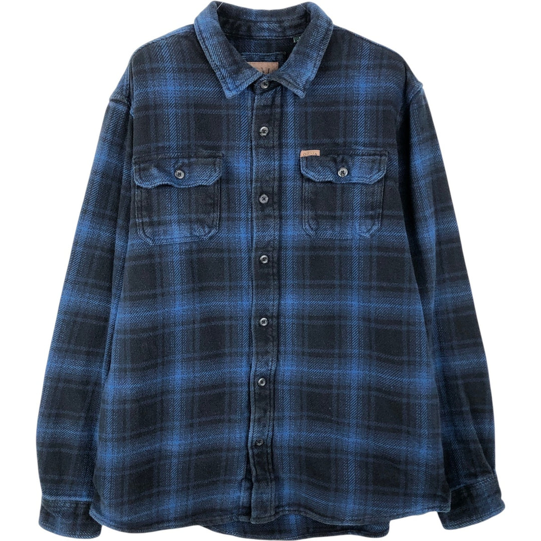 ORVIS Long Sleeve Flannel Check Shirt, Men's Size L cotton blue type Vintage Second Hand