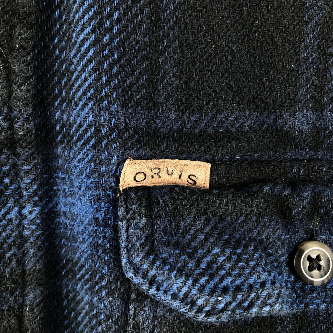 ORVIS Long Sleeve Flannel Check Shirt, Men's Size L cotton blue type Vintage Second Hand