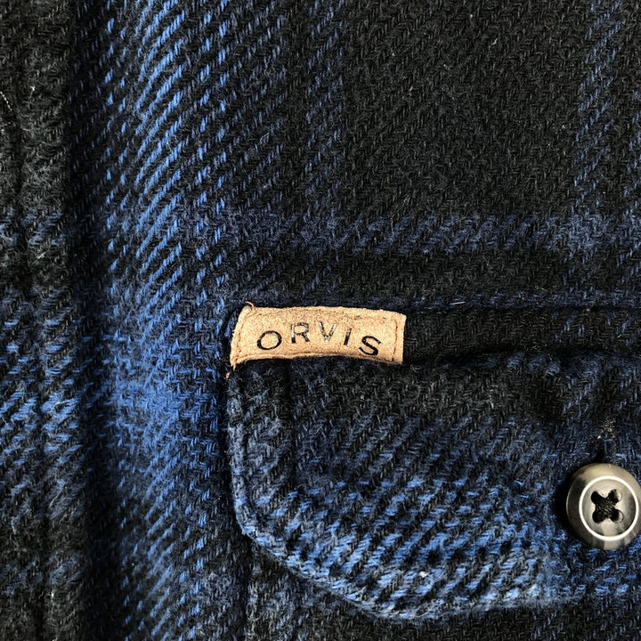 ORVIS Long Sleeve Flannel Check Shirt, Men's Size L cotton blue type Vintage Second Hand