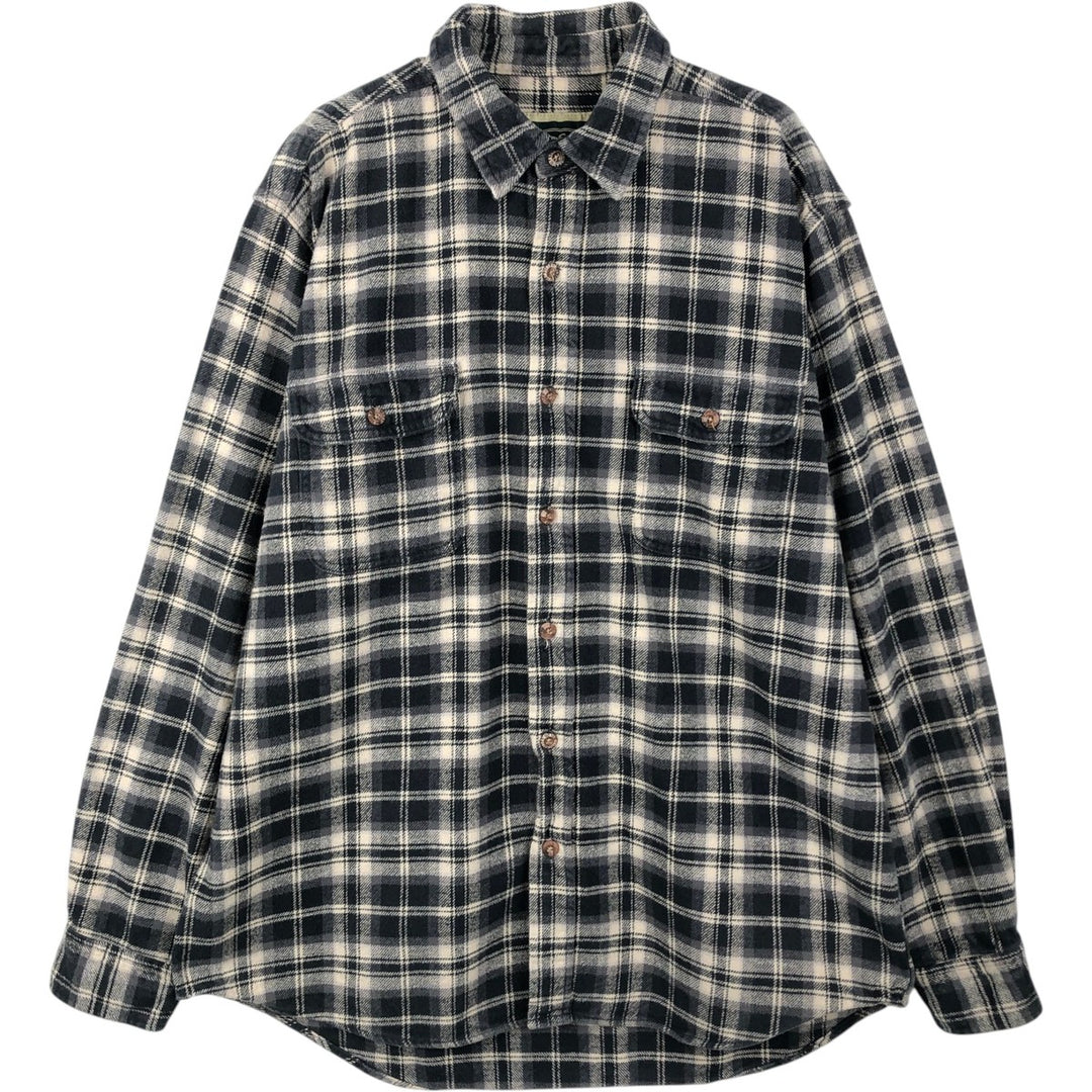 FIELD & STREAM Long-Sleeve Flannel Check Shirt, Men's Size XL (approx.) unclear gray type Vintage Second Hand