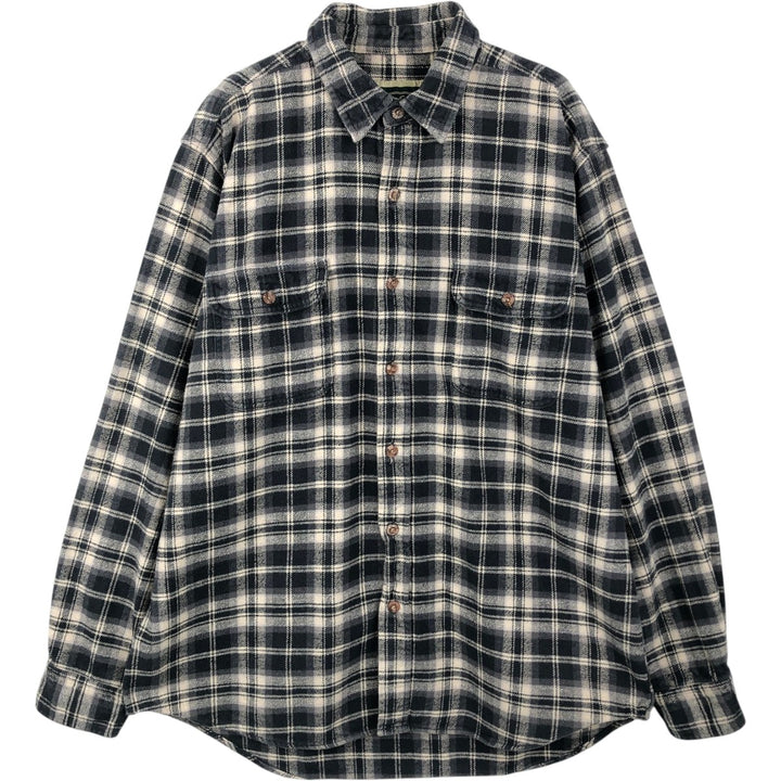 FIELD & STREAM Long-Sleeve Flannel Check Shirt, Men's Size XL (approx.) unclear gray type Vintage Second Hand