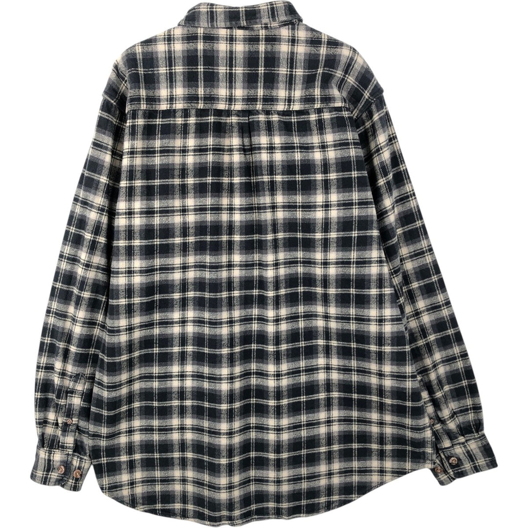 FIELD & STREAM Long-Sleeve Flannel Check Shirt, Men's Size XL (approx.) unclear gray type Vintage Second Hand