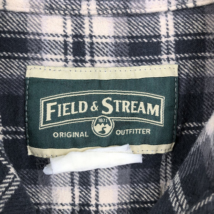 FIELD & STREAM Long-Sleeve Flannel Check Shirt, Men's Size XL (approx.) unclear gray type Vintage Second Hand
