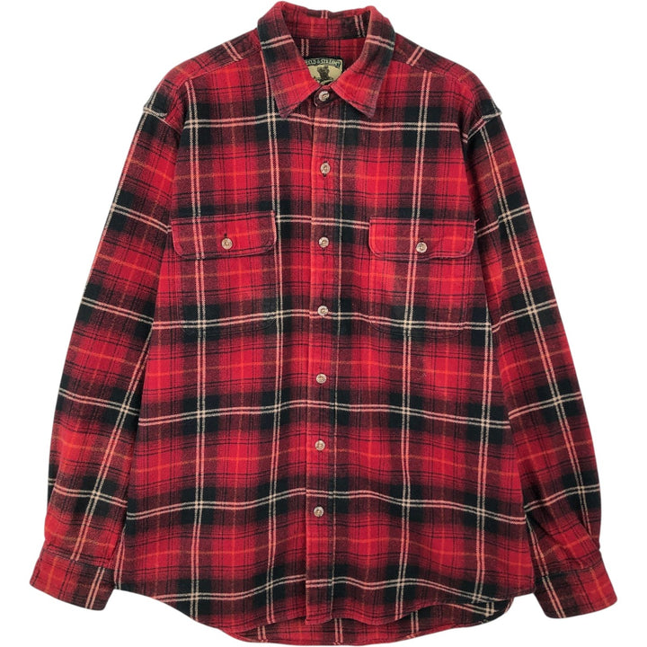 FIELD and STREAM Long Sleeve Flannel Check Shirt, Men's Size L cotton red type Vintage Second Hand