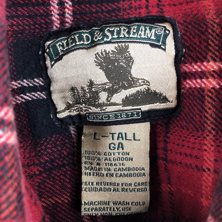 FIELD and STREAM Long Sleeve Flannel Check Shirt, Men's Size L cotton red type Vintage Second Hand