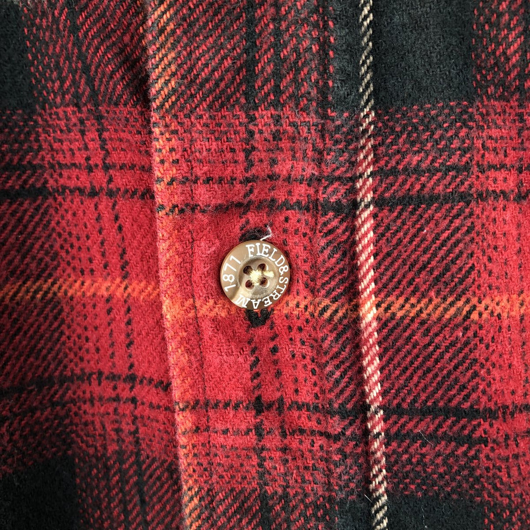 FIELD and STREAM Long Sleeve Flannel Check Shirt, Men's Size L cotton red type Vintage Second Hand