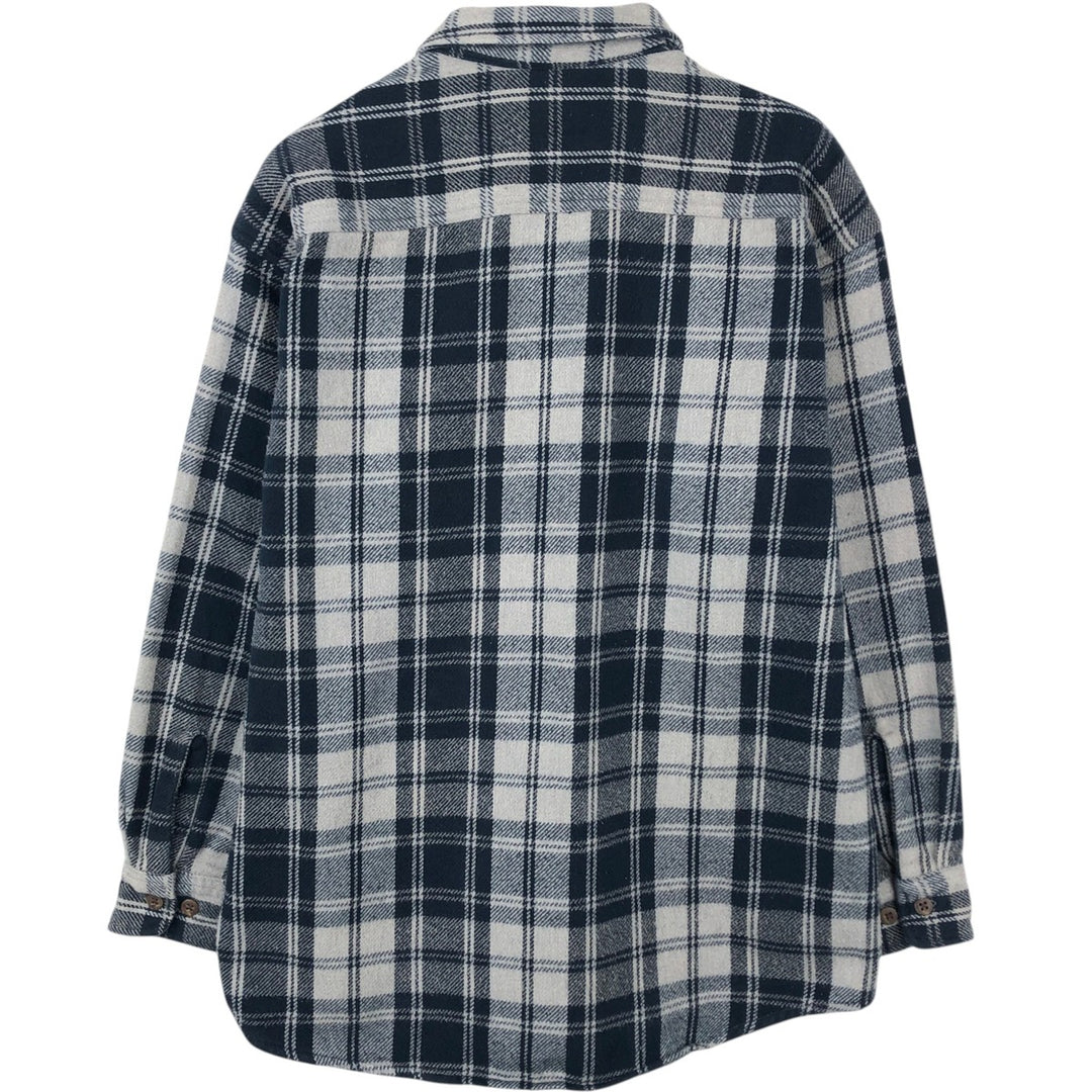 St. John's Bay Long Sleeve Flannel Check Shirt, Men's Size L cotton navy blue type Vintage Second Hand