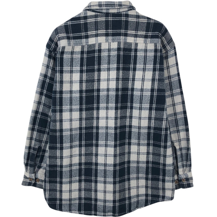 St. John's Bay Long Sleeve Flannel Check Shirt, Men's Size L cotton navy blue type Vintage Second Hand