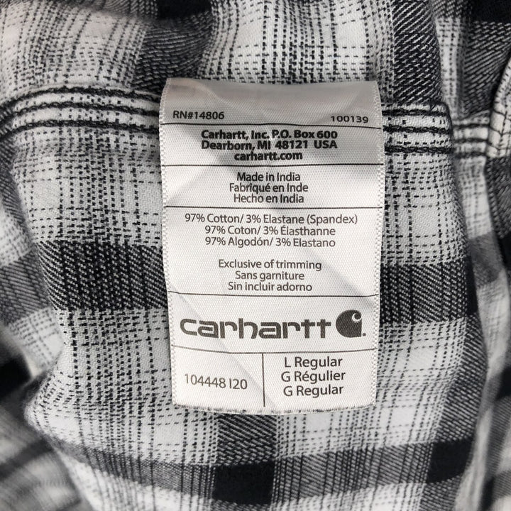 Carhartt Relaxed Fit Check Pattern Long Sleeve Button-Down Light Flannel Check Shirt, Men's Size L (approx.) cotton black type Vintage Second Hand