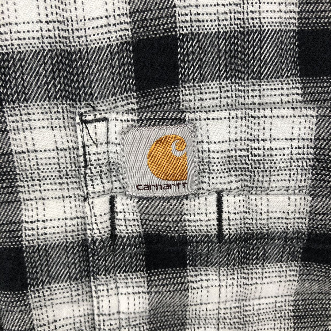 Carhartt Relaxed Fit Check Pattern Long Sleeve Button-Down Light Flannel Check Shirt, Men's Size L (approx.) cotton black type Vintage Second Hand