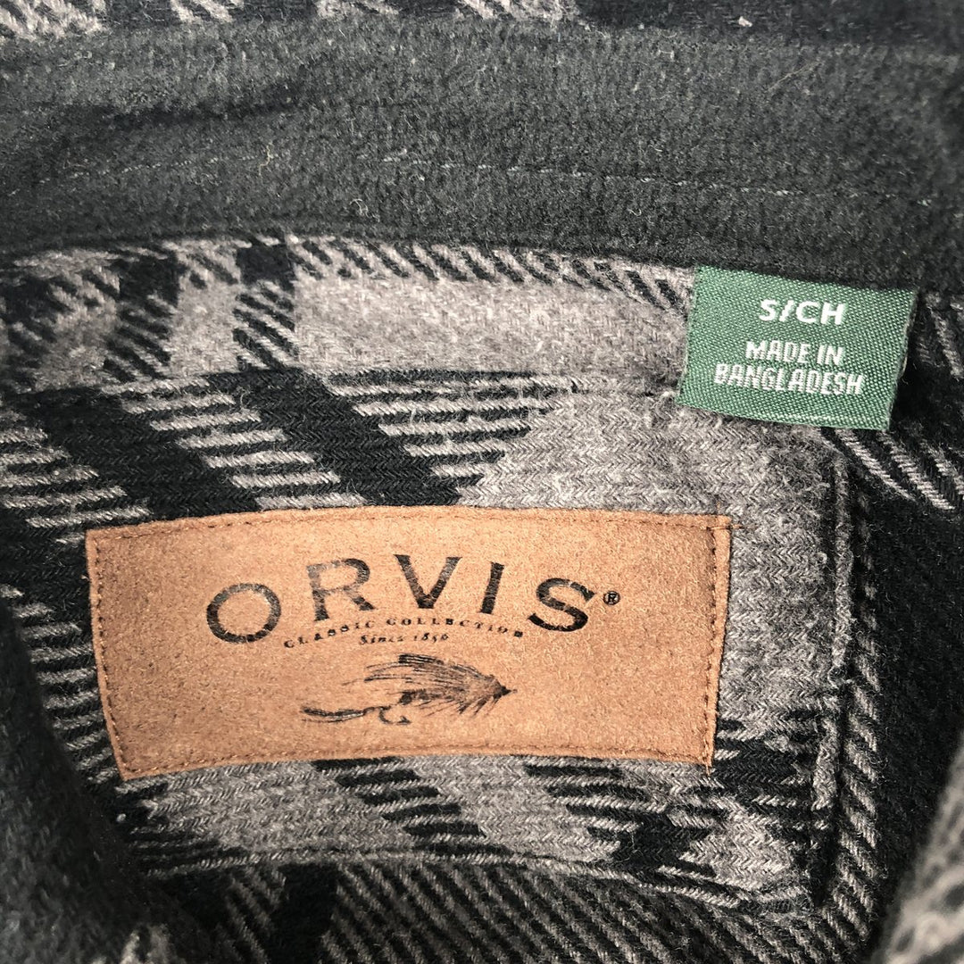 Orvis long-sleeved flannel check shirt, men's size S cotton gray type Vintage Second Hand