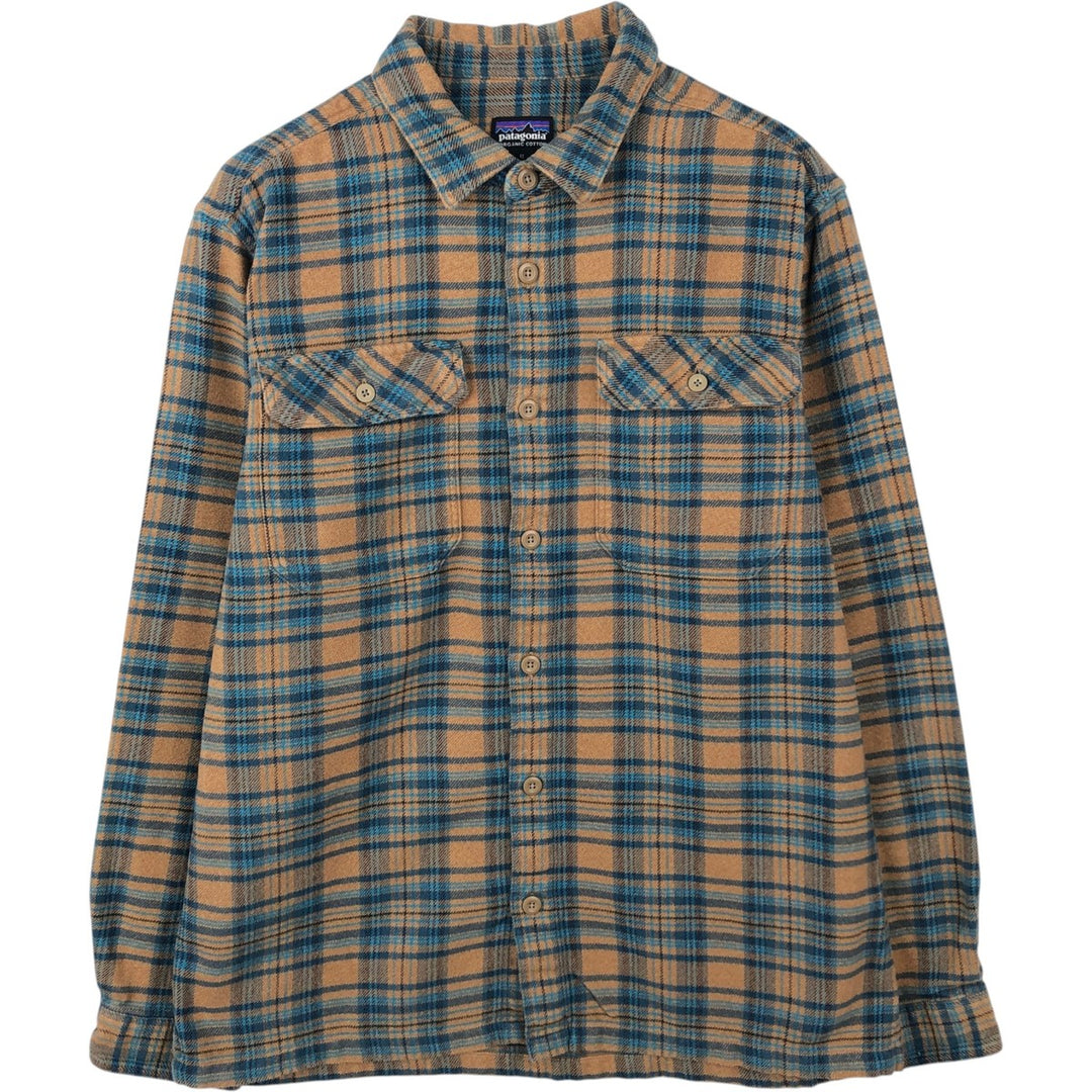 Patagonia Long-Sleeve Flannel Check Shirt, Men's Size M (Regular Collar) unclear Beige type Vintage Second Hand