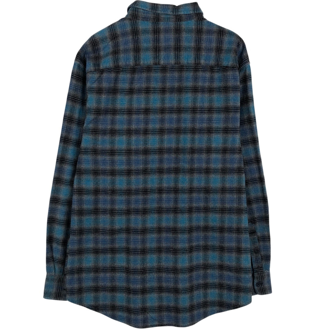 Pendleton Thomas Kay Ombre Check Long-Sleeve Button-Down Light Flannel Check Shirt, Men's Size L (approx.) unclear blue type Vintage Second Hand