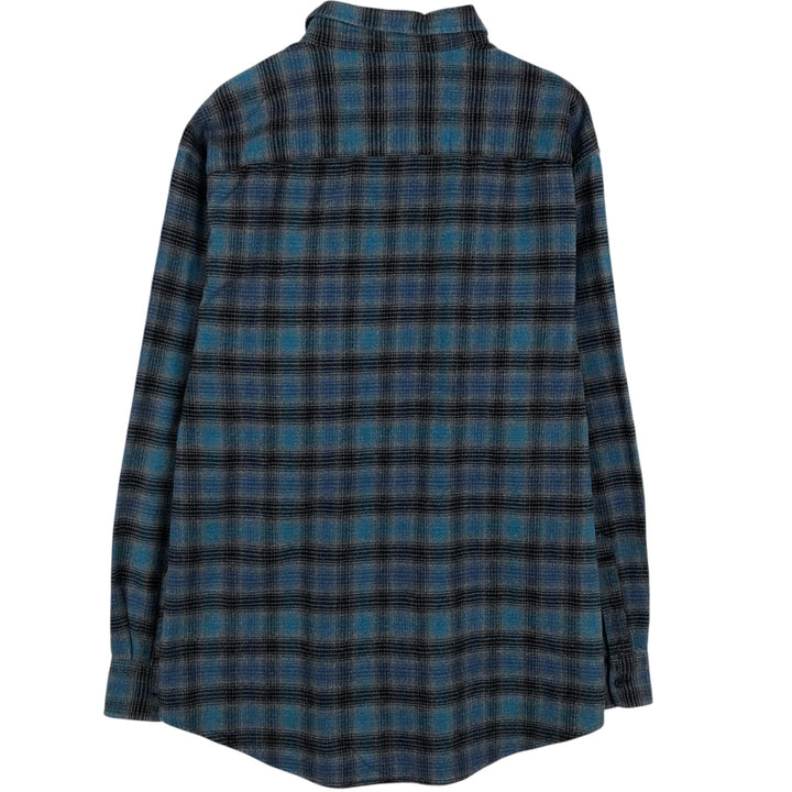 Pendleton Thomas Kay Ombre Check Long-Sleeve Button-Down Light Flannel Check Shirt, Men's Size L (approx.) unclear blue type Vintage Second Hand