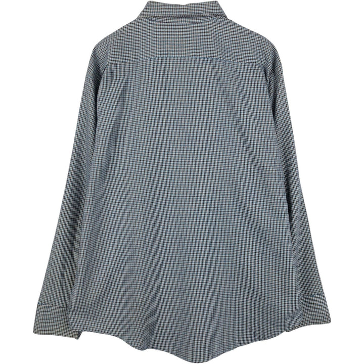 Sir Walter Check Pattern Long-Sleeve Flannel Check Shirt, Men's Size XL (approx.) polyester Blue type light blue Vintage Second Hand
