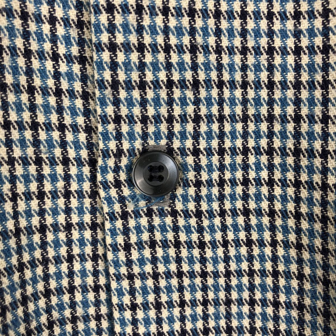 Sir Walter Check Pattern Long-Sleeve Flannel Check Shirt, Men's Size XL (approx.) polyester Blue type light blue Vintage Second Hand